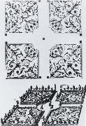 Salomon de Caus Plan and bird-s-eye view of the parterre de broderie at Heidelberg oil